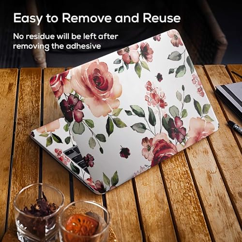 Image of Galaxsia Floral D37 Full Body Vinyl Laptop Skin /Sticker /Cover Upto 15.6 Inches Laptops Laminated-Removable-HD Quality Compatible for Hp-Dell-Sony-Lenovo-Asus etc.(15x10 Inches)