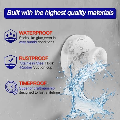 Image of Bntuk Suction Cup Hooks for Shower, Removable Towel Hooks for Bathroom Window Glass Door Wall, Bath Robe Looafh Hook for Hanging - 4 Pack, White1