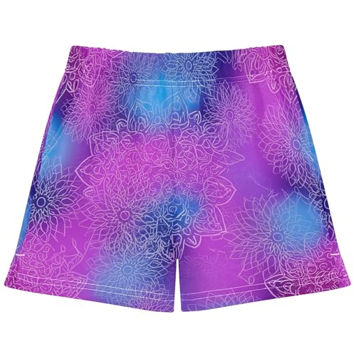 Girls Floral Shorts Athletic Mandala Pattern Youth Summer Clothes Comfy Pajama Sleepwear for Kids Teens, X-Small