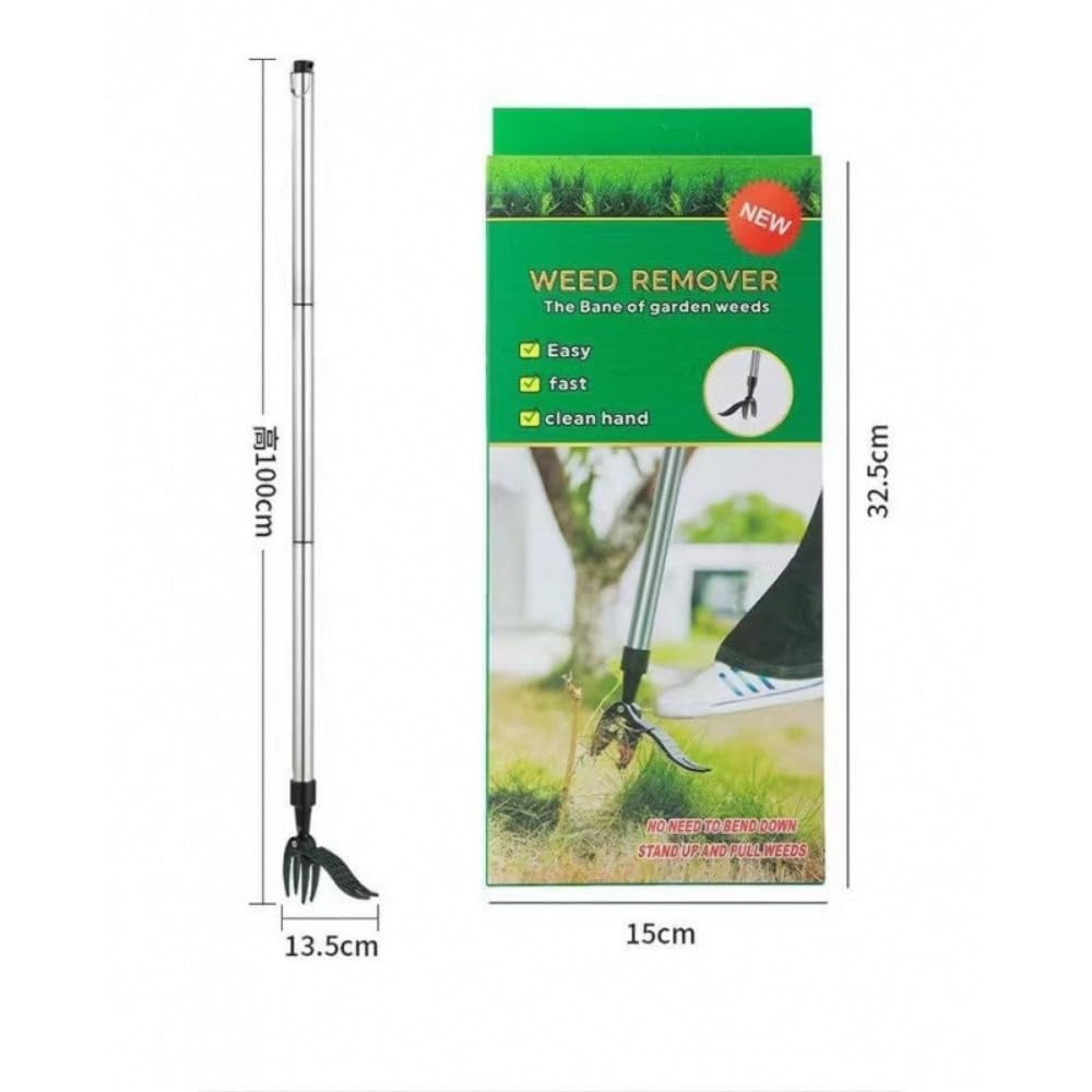 Manual Weed Puller Tool, Garden Root Remover with Detachable Handle, Vertical Weed Extractor