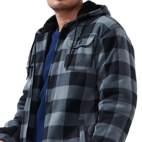 Image of Gary Com Heavyweight Sherpa Hoodies for Men, Thick Fleece Lined Full Zip Up Winter Warm Sweatshirts Work Jackets