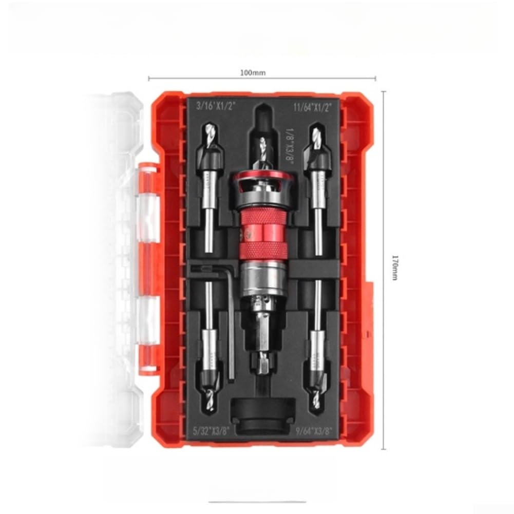 Punta per trapano Svasatrice Regolabile in Acciaio 6542 per Plastica(Red)
