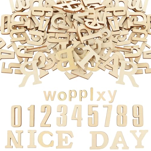 WOPPLXY 372 Pcs 1.5 Inch Wooden Letters Wooden Numbers, Small Wood Letters, Bold Font Unfinished Wood Alphabet A-Z and Numbers 0-9 Gifts Set for DIY Crafts, Homemade, Learning