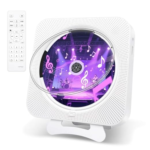 Canareen Reproductor de CD Portátil Bluetooth, Reproductor CD con Pantalla LCD, Cubierta Antipolvo, Música Lector con Altavoces Dobles, Radio FM, con Soporte Reproducción USB/AUX, Blanco