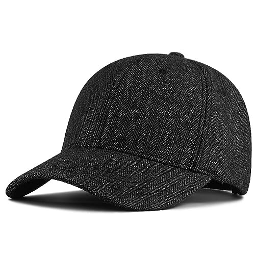 YAMEE Gorra Beisbol Negra Hombre XXL,Sombrero Hombre Invierno Espeso Cálido,Gorra de Béisbol Unisex Estilo Vintage Casual,Gorras de Hombre Beisbol Transpirable,para Pesca Correr Deporte al Aire Libre