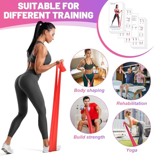 Image of 5 Pcs Resistance Bands, Professional Exercise Bands Elastic Stretch Bands for Fitness Yoga Pilates Stretching Strength Training, Workout Bands for Women and Men Home Gym