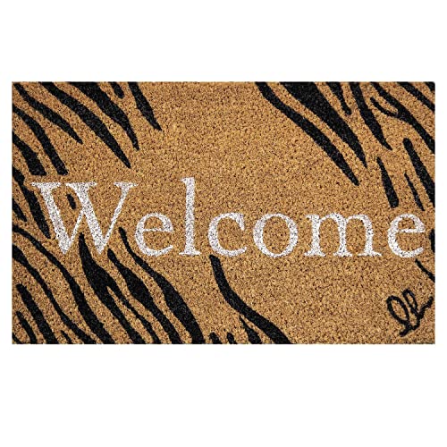 Olivo Shop | Fanty 9 Felpudo entrada casa, alfombra entrada interior, felpudo entrada exterior, felpudo de fibra de coco natural con estampados de colores 30 x 50 cm (ZEBRATO) Cover