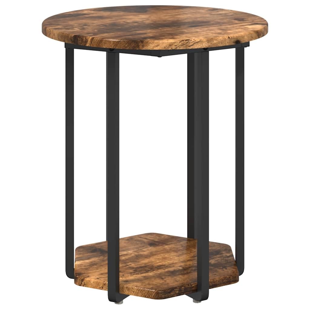 Juego de 2 mesas auxiliares de madera de ingeniería y metal, 50 x 50 x 50,5 cm, diseño industrial, mesa de centro con estante para salón, dormitorio, pasillo