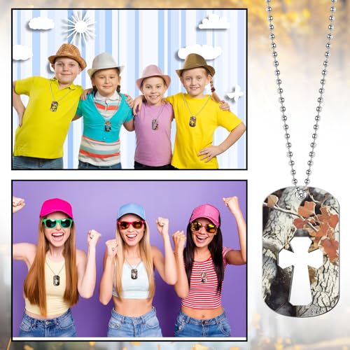 24 Pcs Religious Christian Dog Tag Necklace Acrylic Cross Necklace Pendant Religious Party Favors Inspirational Motivational Christian Gifts for Women Men Sunday School Prizes Party Favor4