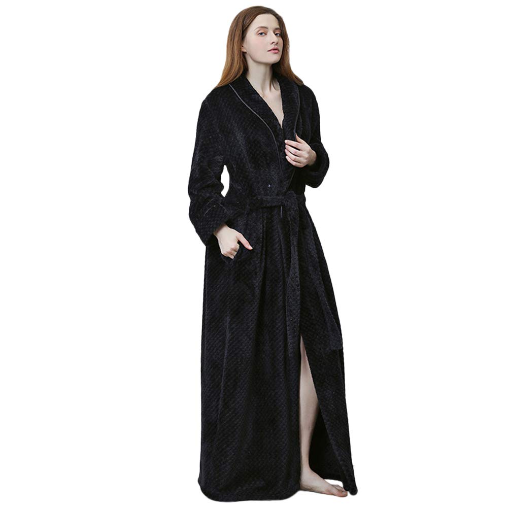 GUOCU Damesbadjas van microvezel, lange badjas voor dames, warm, zacht, ochtendjas, Porpora, L