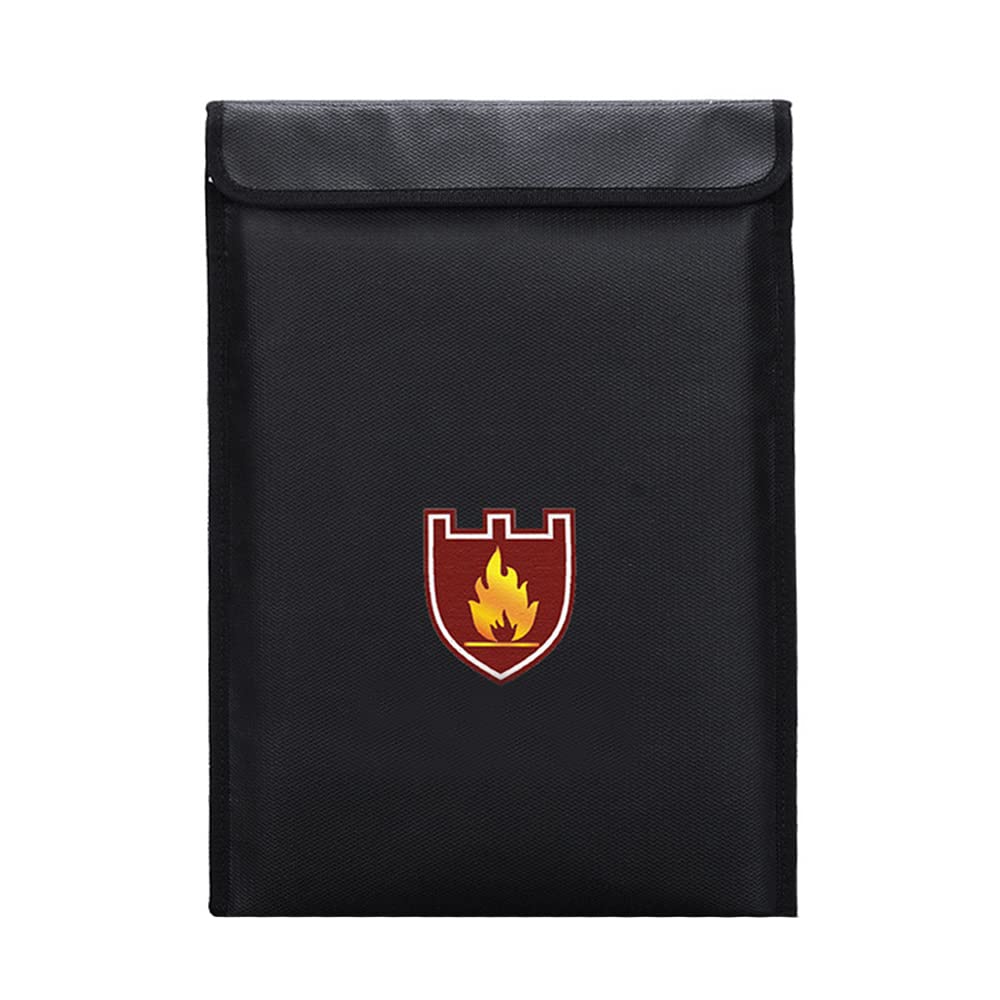 Tiardey Black Fireproof Money & Document Bag,15" X 11" Fire & Water Resistant Cash & Envelope Holder,Protect Your Valuables,Documents,Money,Jewelry,Zipper Closure For Maximum Protection