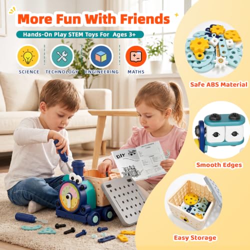 STEM Toys for Kids Ages 3-8, 190PCS Train Building Set with Toy Drill - image 5