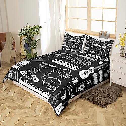 Homewish Electric Guitar Comforter Cover Old Vinyl Record Bed Set - Image 3