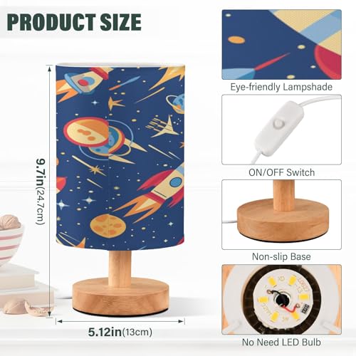 Lámpara de mesa pequeña cohetes planetas para dormitorio miniatura 3