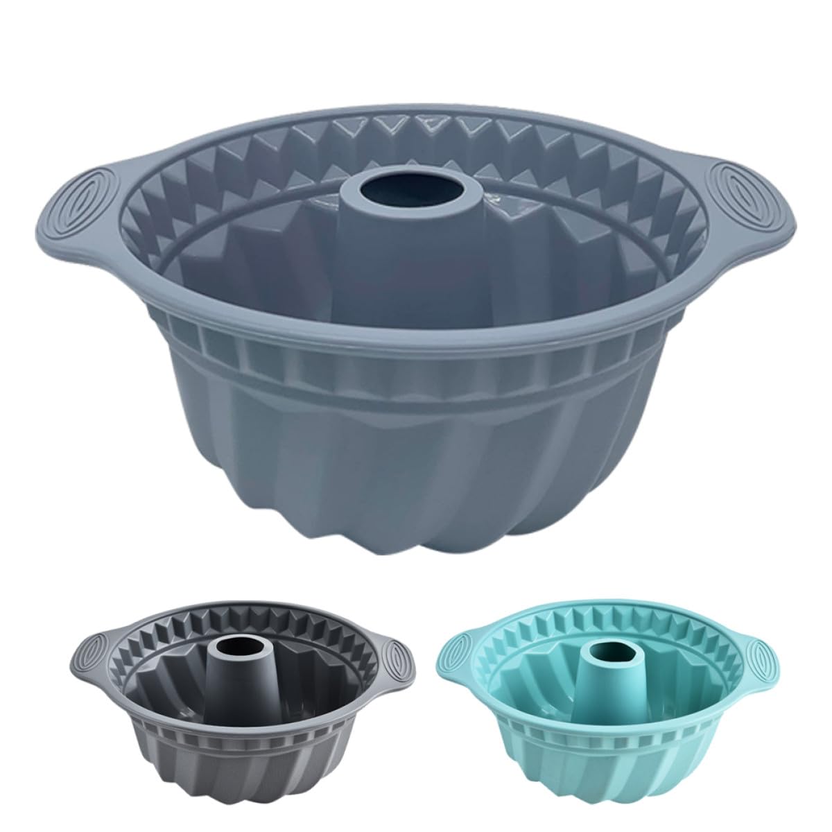 DOITOOL Set 3 Formine in Silicone per Dolci Design a Bordi Ondulati, Grande capacità, Superficie Liscia e Antiaderente, per Dolci Fatti in Casa e Feste Amici