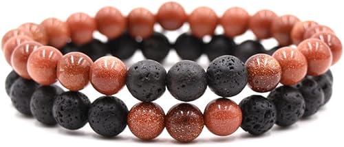 Miniatura 6 de 2 pulseras elásticas de piedra volcánica de roca volcánica mate de roca volcánica de 0.315 in de roca volcánica para aromaterapia, difusor de