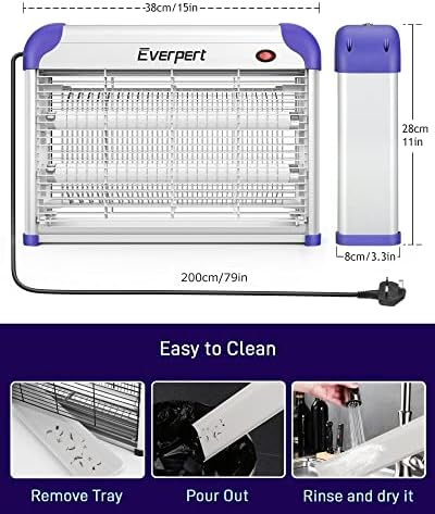 Everpert-Fly and Electric Fly Killer, Double-Sided 20W UV Light Attractant to Zap Flying Insects Playing Excellent Role to Bug Zapper, Insect Killer, Fly Zapper, Mosquito Killer, FlyTrap, Fly Swatter