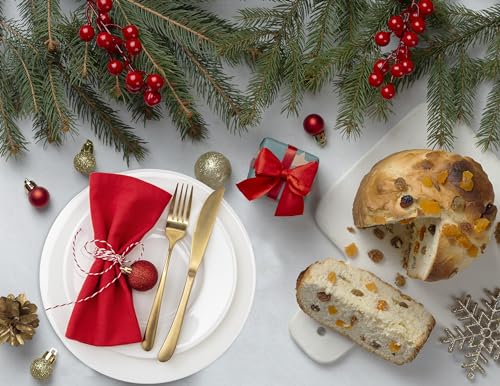 Image of Ruvanti Cloth Napkins Set of 12, 18x18 Inches Napkins Cloth Washable, Soft, Durable, Absorbent, Cotton Blend. Table Dinner Napkins Cloth for Hotel, Weddings, Dinner, Christmas Parties - Red