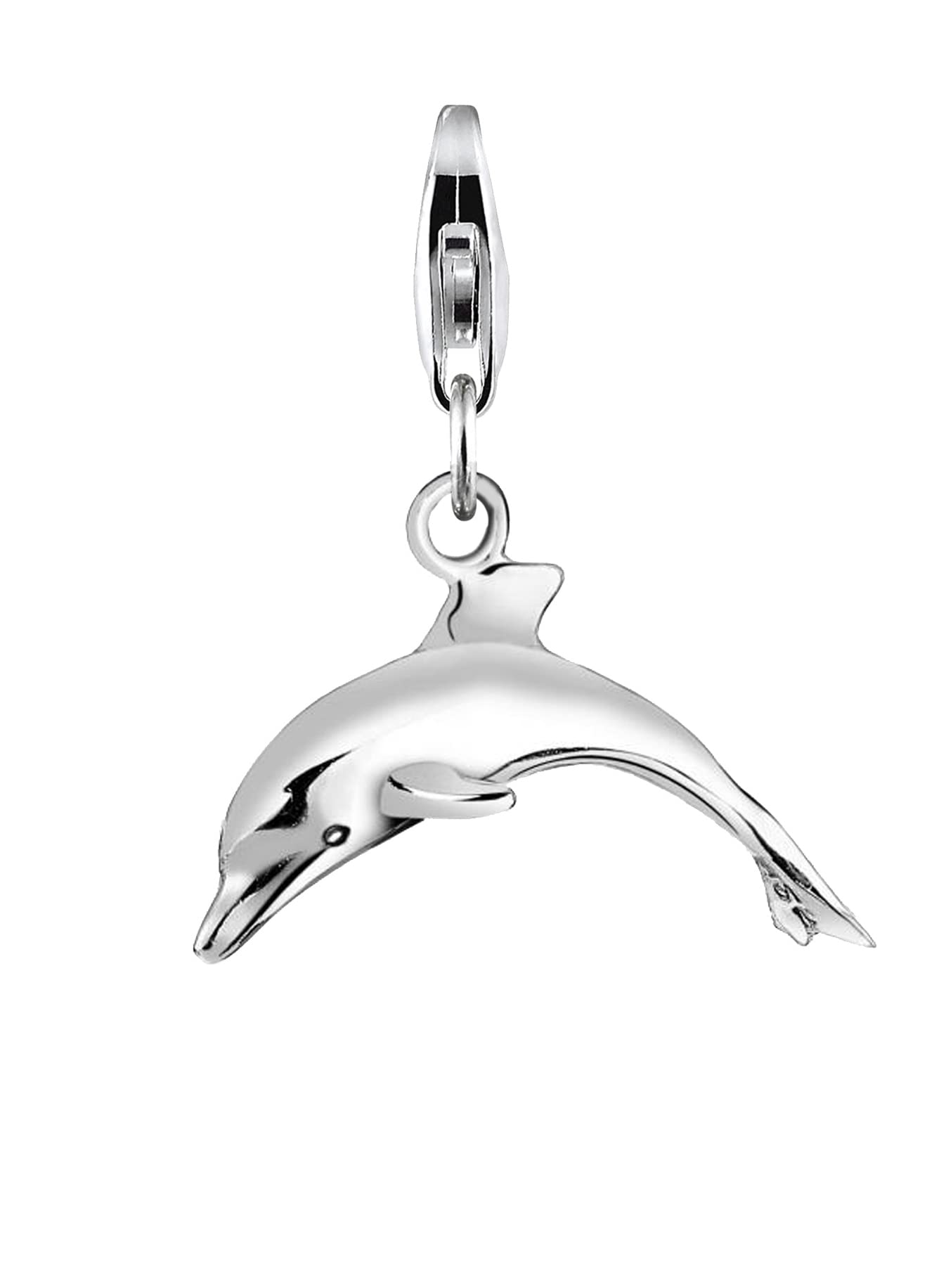 Nenalina Delfin Karabiner Charm Anhänger für Bettelarmband aus 925 Silber | Damen-Charm-Anhänger für alle gängigen Charmträger Charm-Club Clasp-Charms 925er Sterling-Silber