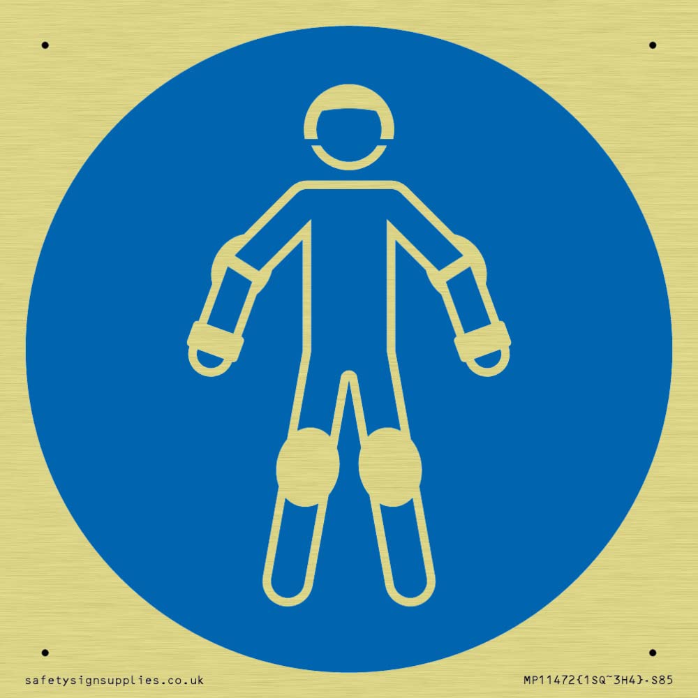 Mandatory: Wear protective roller sport equipment Sign - 85x85mm - S85, Blue/White