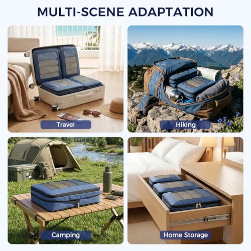Image of BAGAIL Compression Packing Cubes for Travel Essentials, 8 Set-Navy