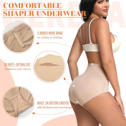 Image of Werena Tummy Control Shapewear Panties for Women Panty Girdle High Waisted Body Shaper Cross Shaping Underwear