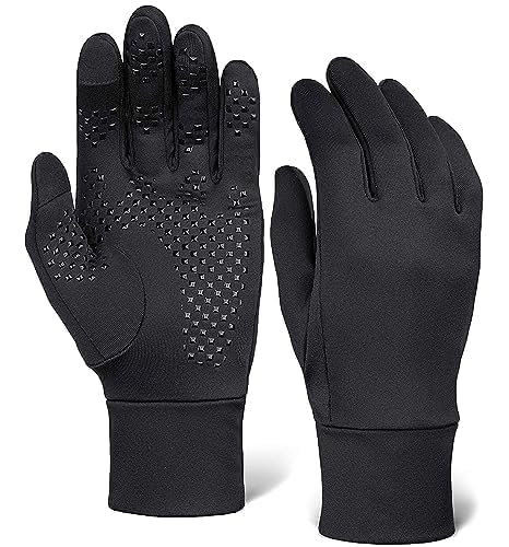 Touchscreen Running Sports Gloves - Midweight Thermal Glove Liners - Fits Men & Women (Medium/Large)