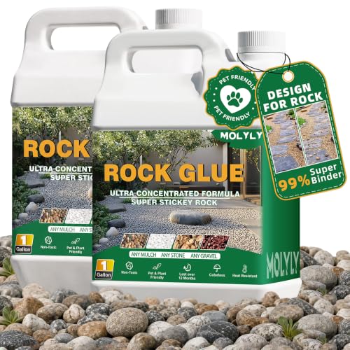 Rock Glue for Landscaping - 2 Gallon Mulch Glue, Gravel Binder & Stone Adhesive, Fast-Dry, Non-Toxic, Weather-Resistant for Patios, Garden, Walkways and Paths