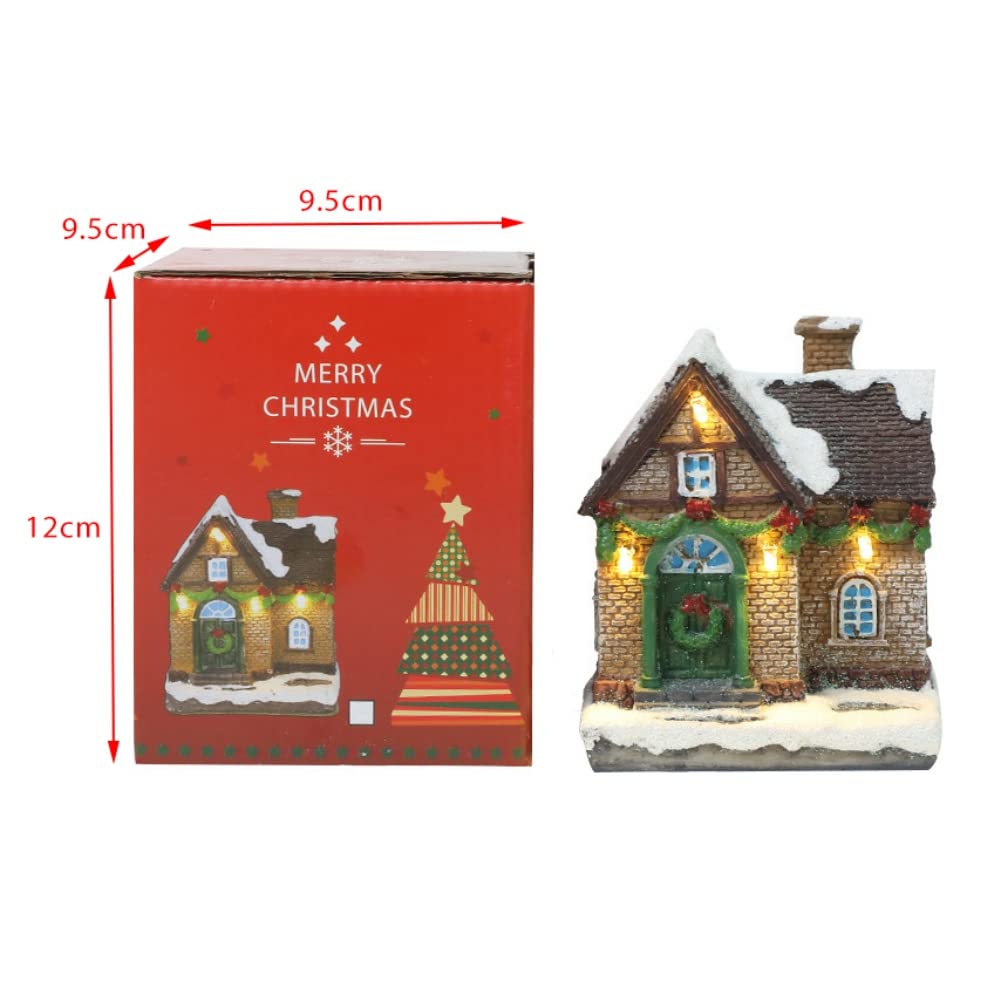Casitas De Aldea Navideña Iluminada - Adorno Decorativo Para Chimenea, Estantería O Mesa (9x6x10 Cm)