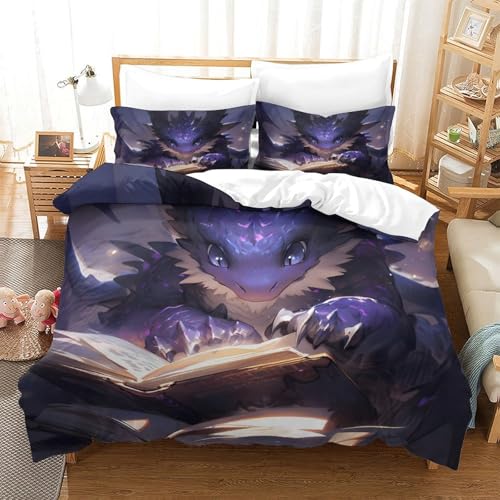 Housse de couette dragon hypoallergénique microfine douce avec zip - 3