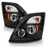 AmeriLite Black [Extreme LED High/Low Beam] 6000K Replacement Headlights Set for Volvo VNL/VNX - Driver and Passenger