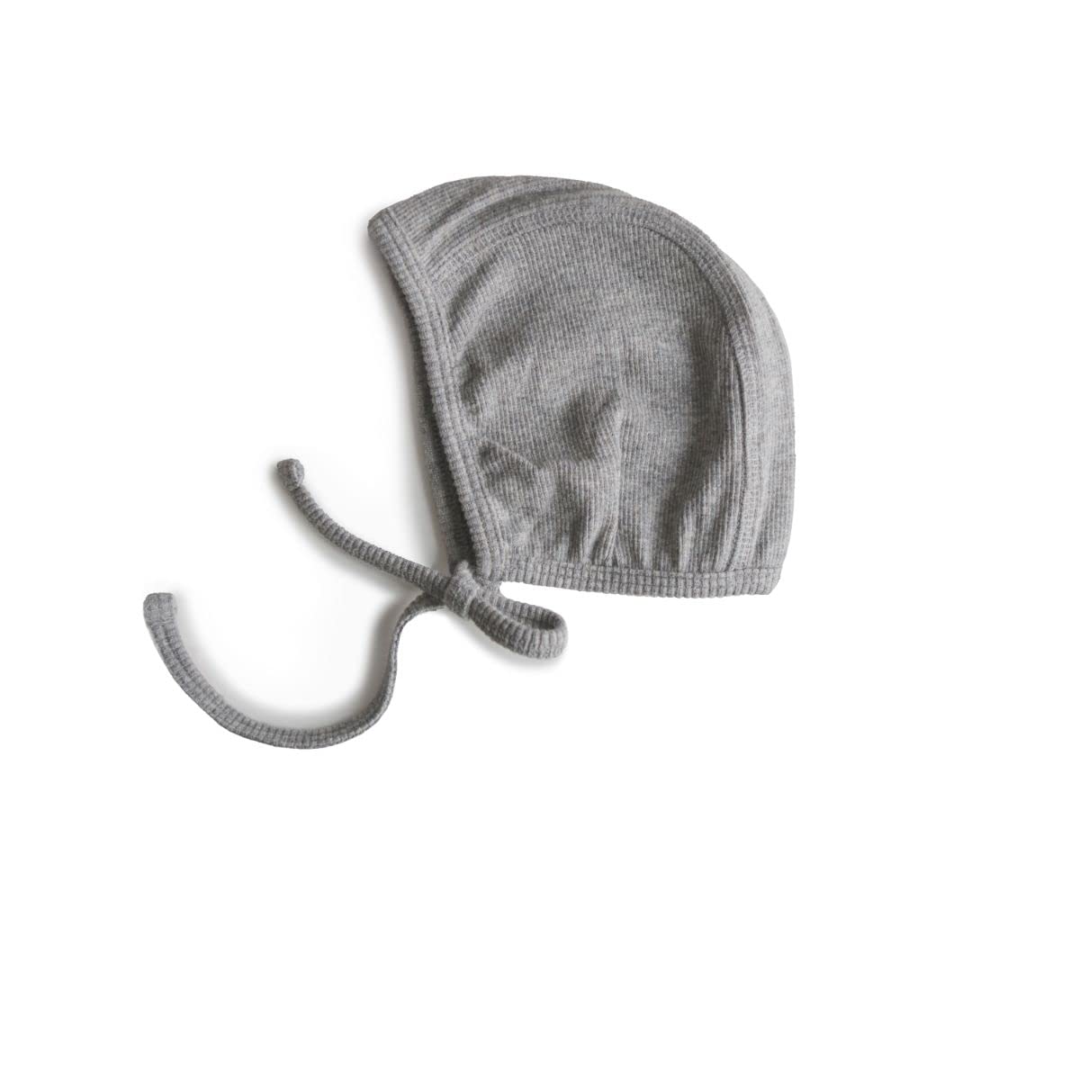 mushieMushie Organic Cotton Baby Cap with Chin Tie - Soft Ribbed Knit Baby Hat for Head Protection for Babies, Warmth & Comfort - Stretchy, Snug Fit Infant Beanie 0-3 Months | Gray Melange