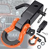 PRODIGY-ONE ヒッチレシーバー 汎用 ２インチ 牽引フック 45000 ポンド破断強度、3/4" Dリングシャックル、トレーラーヒッチ 牽引リング 車用牽引フック 防錆 耐腐食性 (Orange&Black)