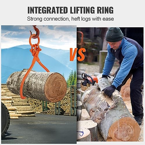 Image of VEVOR Log Skidding Tongs, 18 inch 2 Claw Log Lifting Tongs, Heavy Duty Steel Lumber Skidding Tongs, 772 lbs /350 kg Loading Capacity, Log Lifting, Handling, Dragging & Carrying Tool