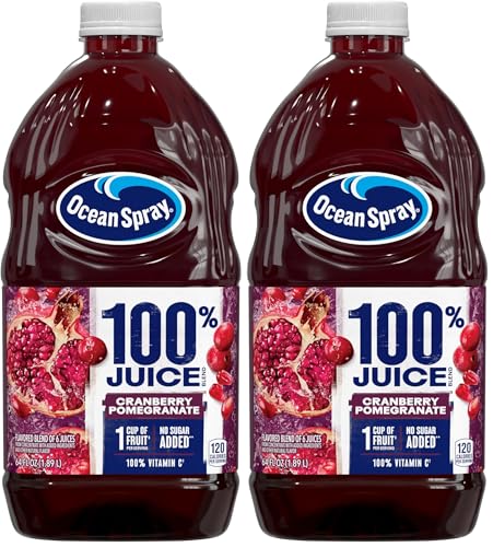 Image of Ocean Spray 100% Juice Cranberry Pomegranate Juice Blend, 64 Fl Oz Bottle (Pack of 2)
