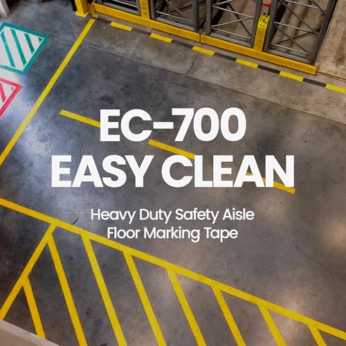 Image of DuraMark EC700 Floor Marking Tape for Concrete and Pavement | Industrial Marking Tape for Warehouses | Long-Lasting | High Durability, Yellow, 2 Inches by 36 Feet