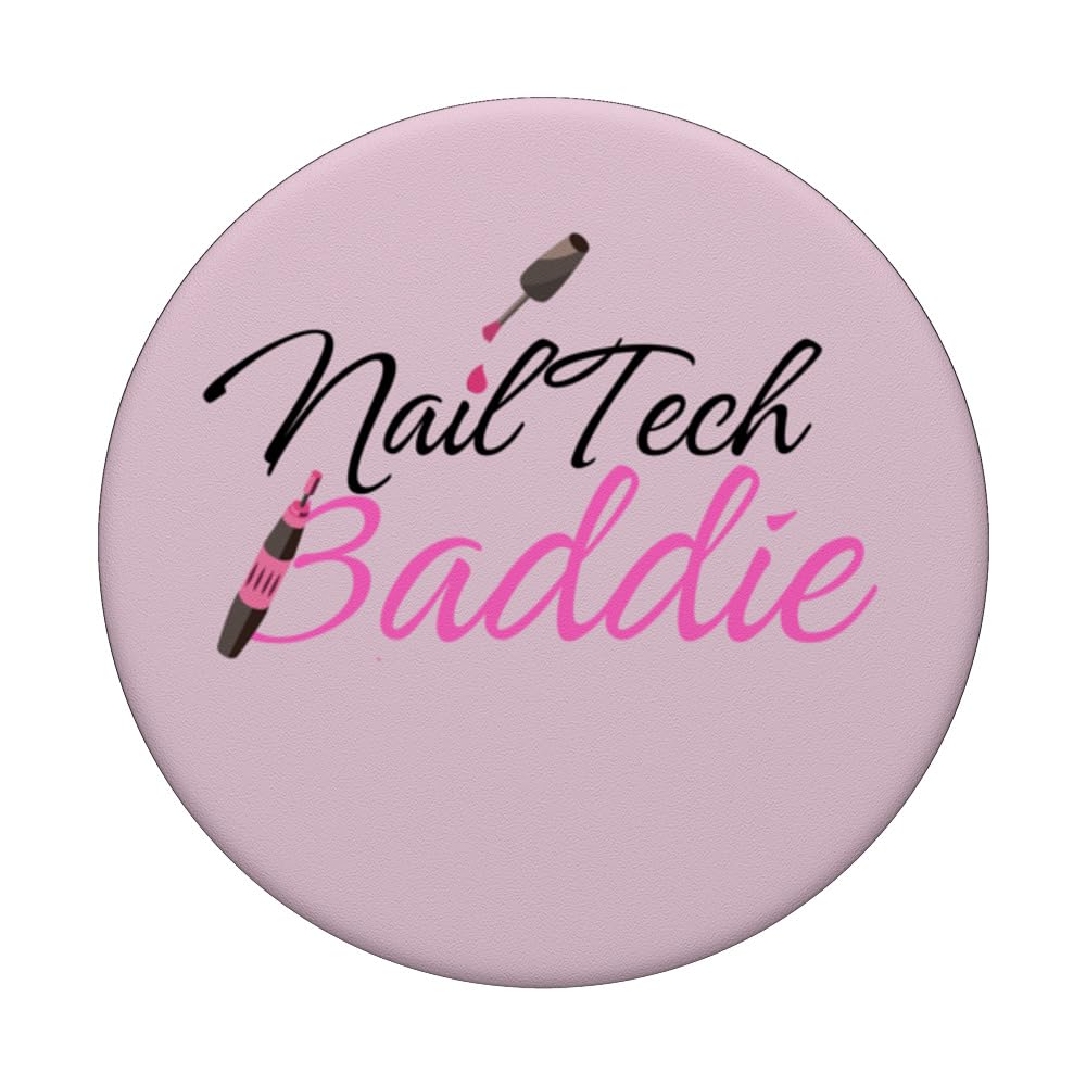 Nail tech Baddie Nail tech Nails Gift Nail tech Baddie PopSockets Swappable PopGrip, Black - Image 3