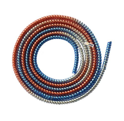 Image of J'TTON Spiral Metallic Color (2 Pcs) 1.2 Meters Each-Full Size Cable Cord Charger Protector Winder for iPhone & Android USB Charging Cables, Earphones, Lightning Cable (Dark Multicolor)