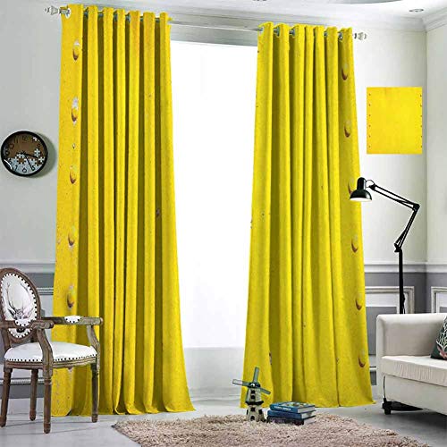 Jktown Yellow Curtains for Living Room Grommet Curtain Panel 96x84 inch Vintage Worn