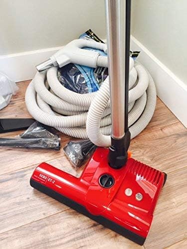 Central Vacuum 35 Ft Hose Accessory Kit Featuring Sebo Carpet Power Head (White ET-1)