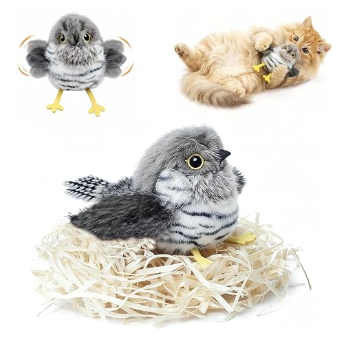 SOVJNIE Flapping Bird Cat Toy Small & Lightweight Catnip Toy for Cats Interactive Cat Toy with Motion & Chirping Sound for Indoor Cats Cuckoo Flappy Bird Cat Toy