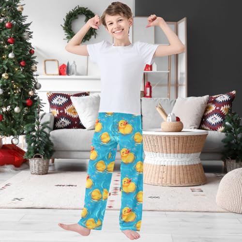 Boy's Pants Cute Duck in Water Jogger Pants Elastic Waist Long Bottoms Trousers with Pockets 6-14 Years2