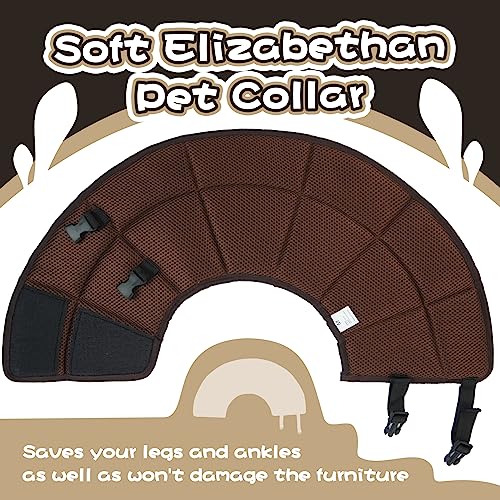 Kuoser Halskrause Hund, Bequem Leckschutz Hund,Schutzmaßnahmen Schutzkragen Hund, Einstellbar Hundekragen, Hunde Halskrause Leckschutz für Hunde, Vorbeugung von Biss- und Leckwunden,Braun S