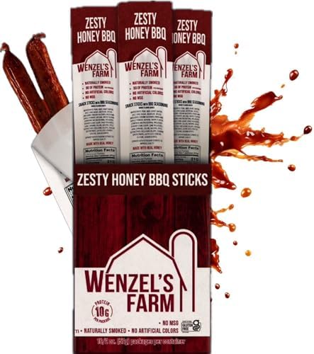 Wenzel's Farm Honey BBQ Beef & Pork Snack Sticks, 32 Count, Keto