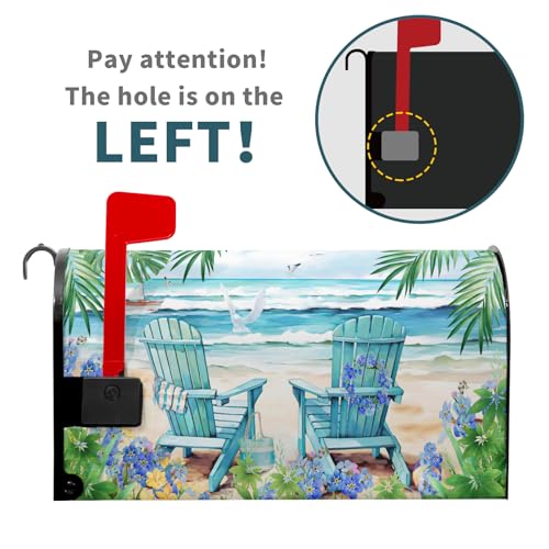 Image of Kawani Summer Nautical Mailbox Cover Magnetic Beach Life and Palm Leaf Standard Size 18 X 21 Flowers Ocean Holiday Wrap Post Letter Box Decorative for Home Outdoor Garden
