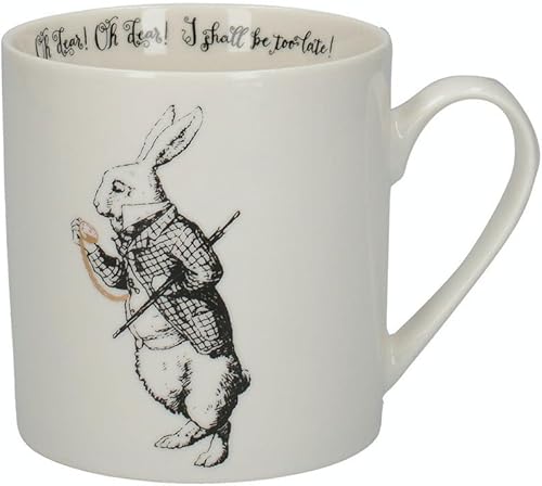 Miniatura 1 de V&A Taza de Alicia en el País de las Maravillas en caja de regalo, diseño de conejo blanco, porcelana fina, color blanco, 11.8 fl oz