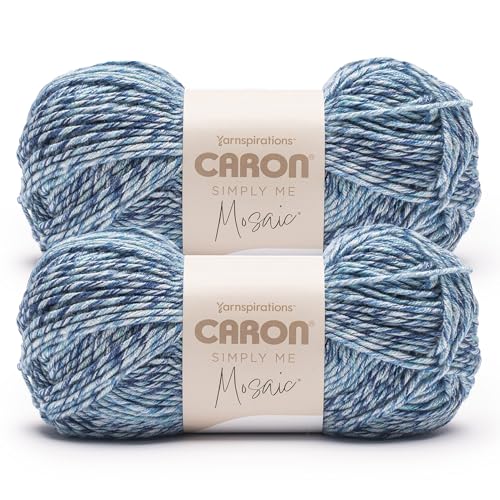 Image of Caron Simply Me Mosaic Yarn for Crocheting & Knitting, High Tide, 2-Pack