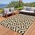 Terrug Outdoor Rug Waterproof 5x8 Ft, Foldable Outdoor Plastic Straw Rug, UV Reversible Patio Rug Decor, Outdoor Area Rug for Camping, RV, Porch, Deck, Backyard, Balcony, Picnic, Black & Beige