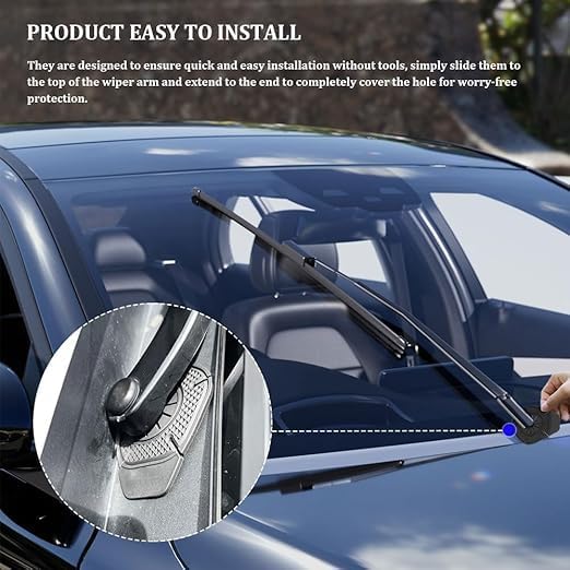 Car Wiper Hole Protection Cover, Universal Dustproof ABS Protector Pad for Most Vehicles, Durable Car Wiper Hole Protection Cover for Wiper Care, Anti-Rust & Debris Guard (Black) (4 PCS) - Image 4 thumbnail