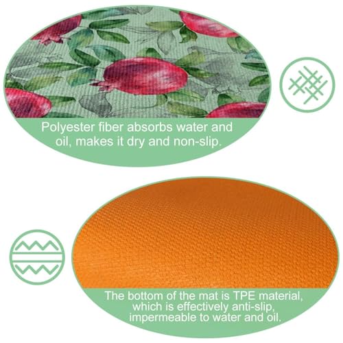 Alfombrillas de cocina VAPOKF a rayas con cerezas pack de 2 lavables y absorbentes 5